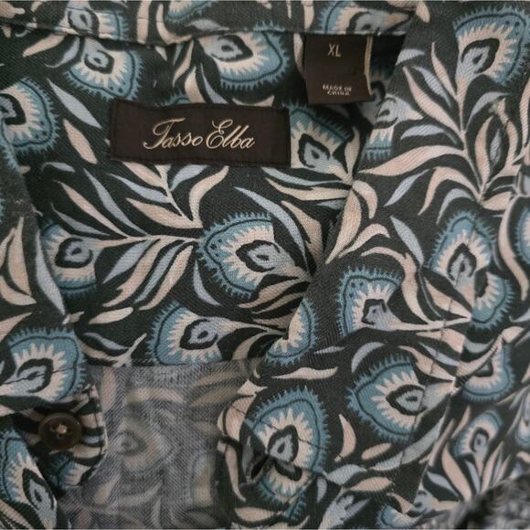 Tasso Elba Floral Tropical Hawaiian Button Down Silk Shirt Men's Size XL - Picture 9 of 9